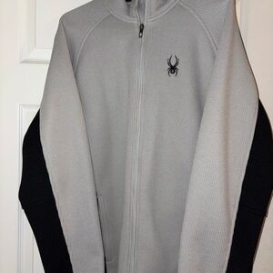 Spyder Men's Light Gray and Black Zip-Up Jacket in XL